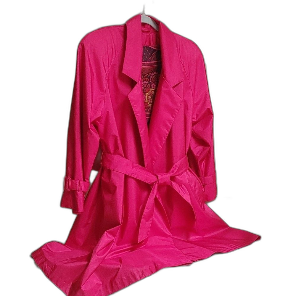 80s Othello Pelle Fuchsia Trench Coat 5/6